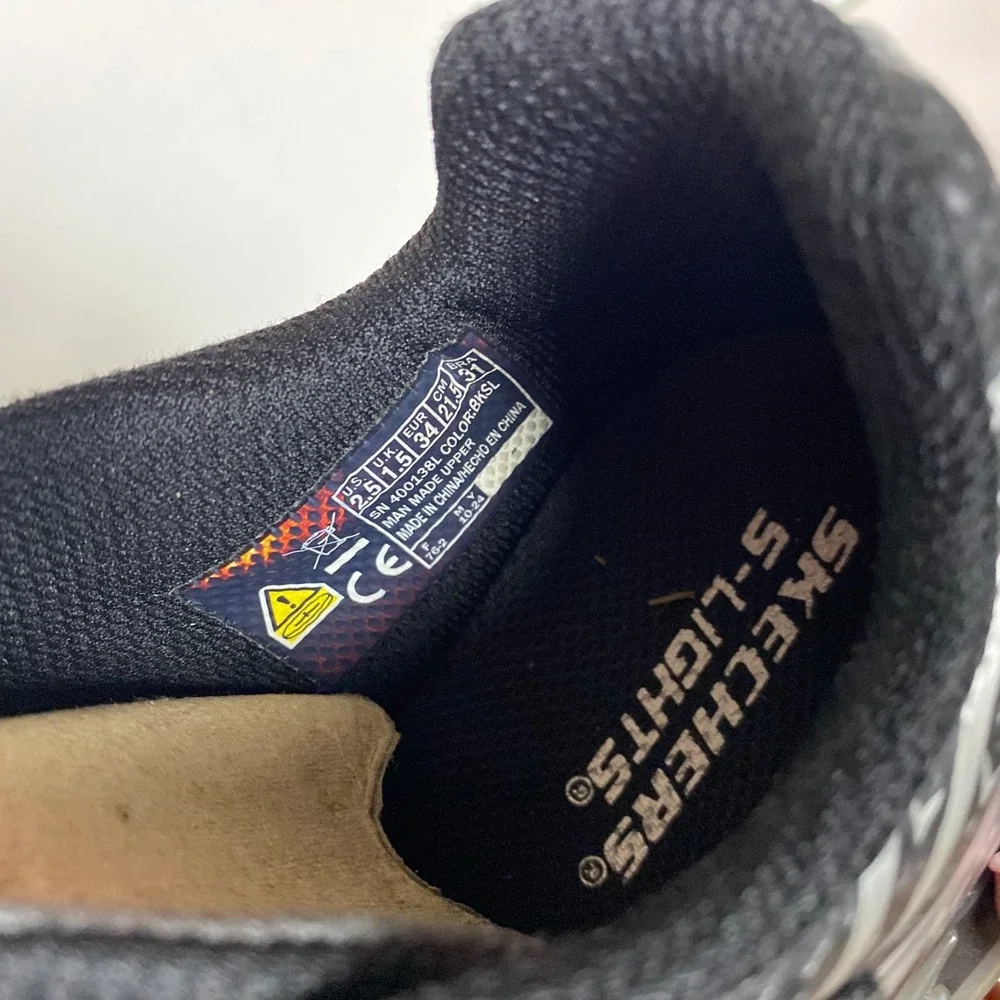 Skechers Boys Size 2.5‎ Flex-Glow Bolt Light-Up Black/Gray Sneaker Sports Lights